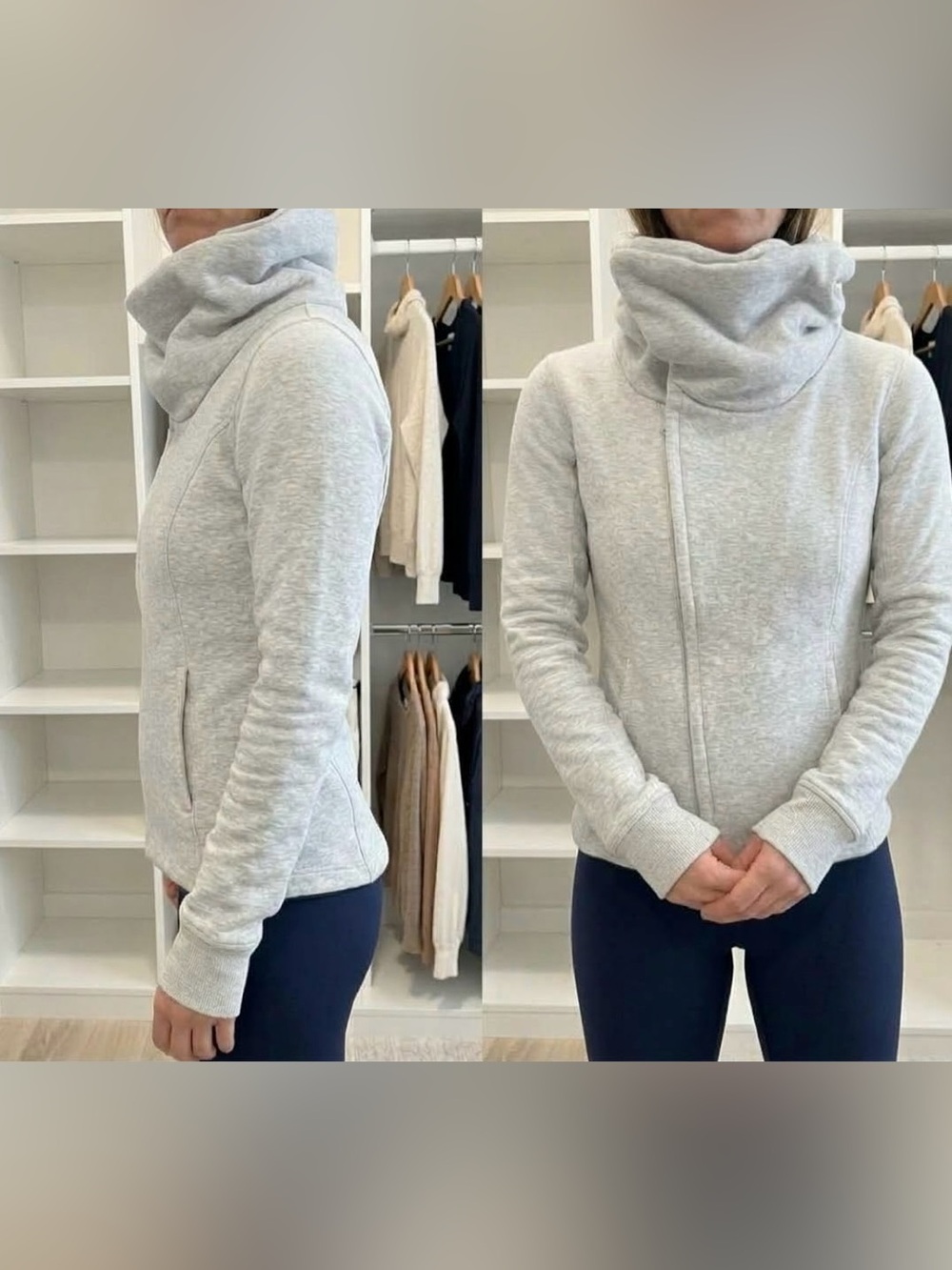 lululemon Vintage Gray Full-Zip Asymmetric Cowl Sweatshirt Jacket- Fall Jacket
